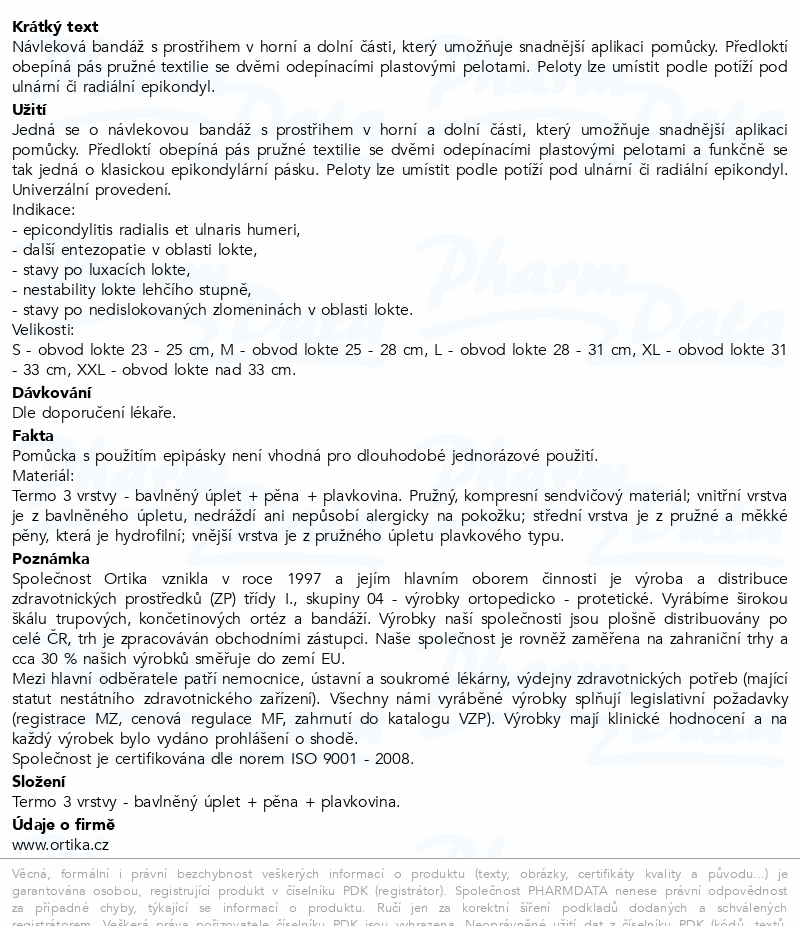 Bandáž lokte s epikondylární páskou OR 16 XL