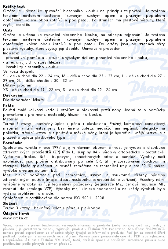 Profylaktická ortéza hlezna OR 6 L