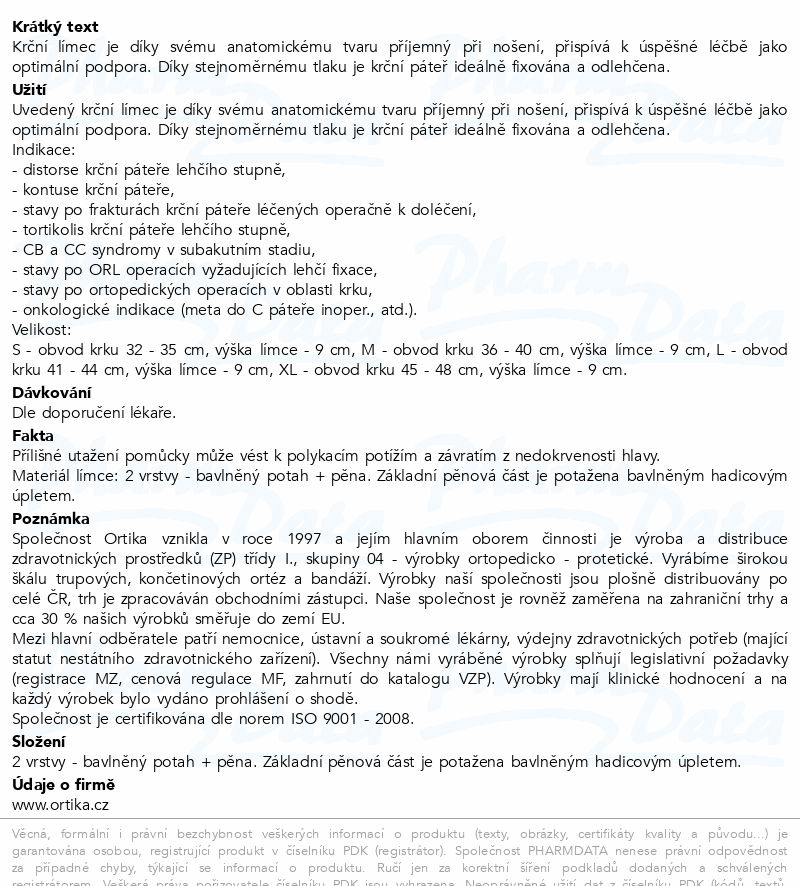 Límec fixační měkký OR 20B XXS