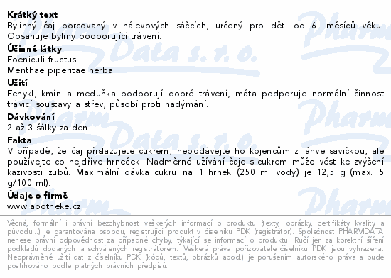 Apotheke Dětský bylinný čaj dobré tráv.BIO 20x1.5g