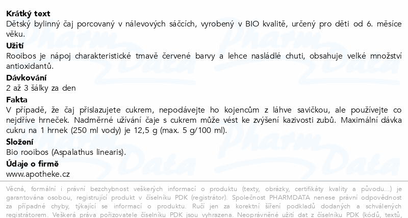Apotheke Dětský čaj Rooibos BIO 6m+ 20x1.5g