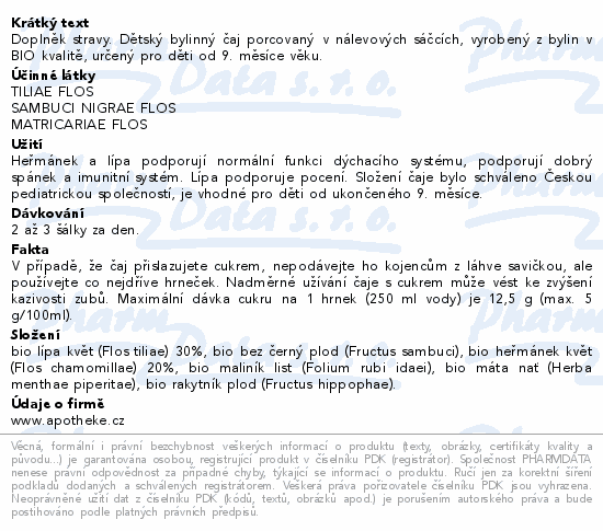 Apotheke Dětský bylinný čaj dých.cesty BIO 20x1.5g