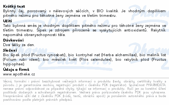 Apotheke BIO Těhotné ženy čaj 20x1.5g