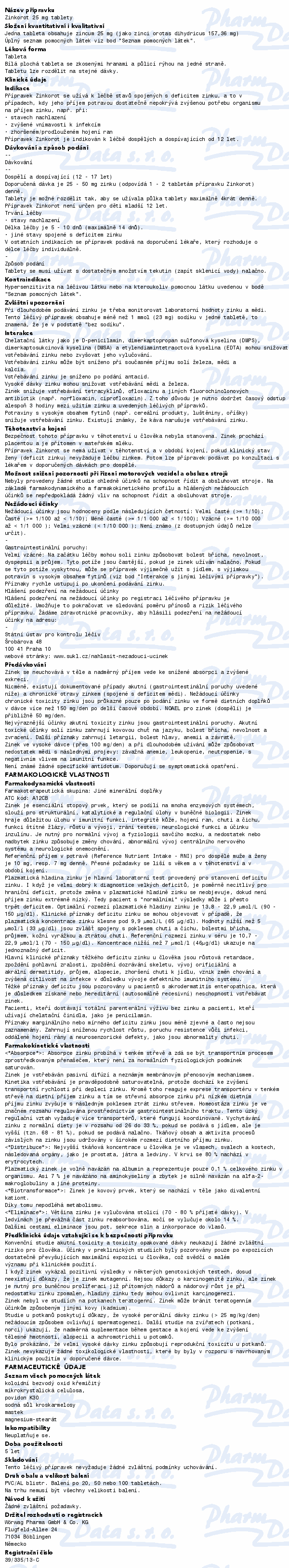 Zinkorot 25mg tbl.nob.50